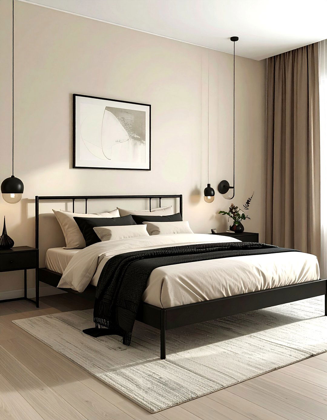 Cream bedroom black accents - 30 contemporary cream bedroom ideas
