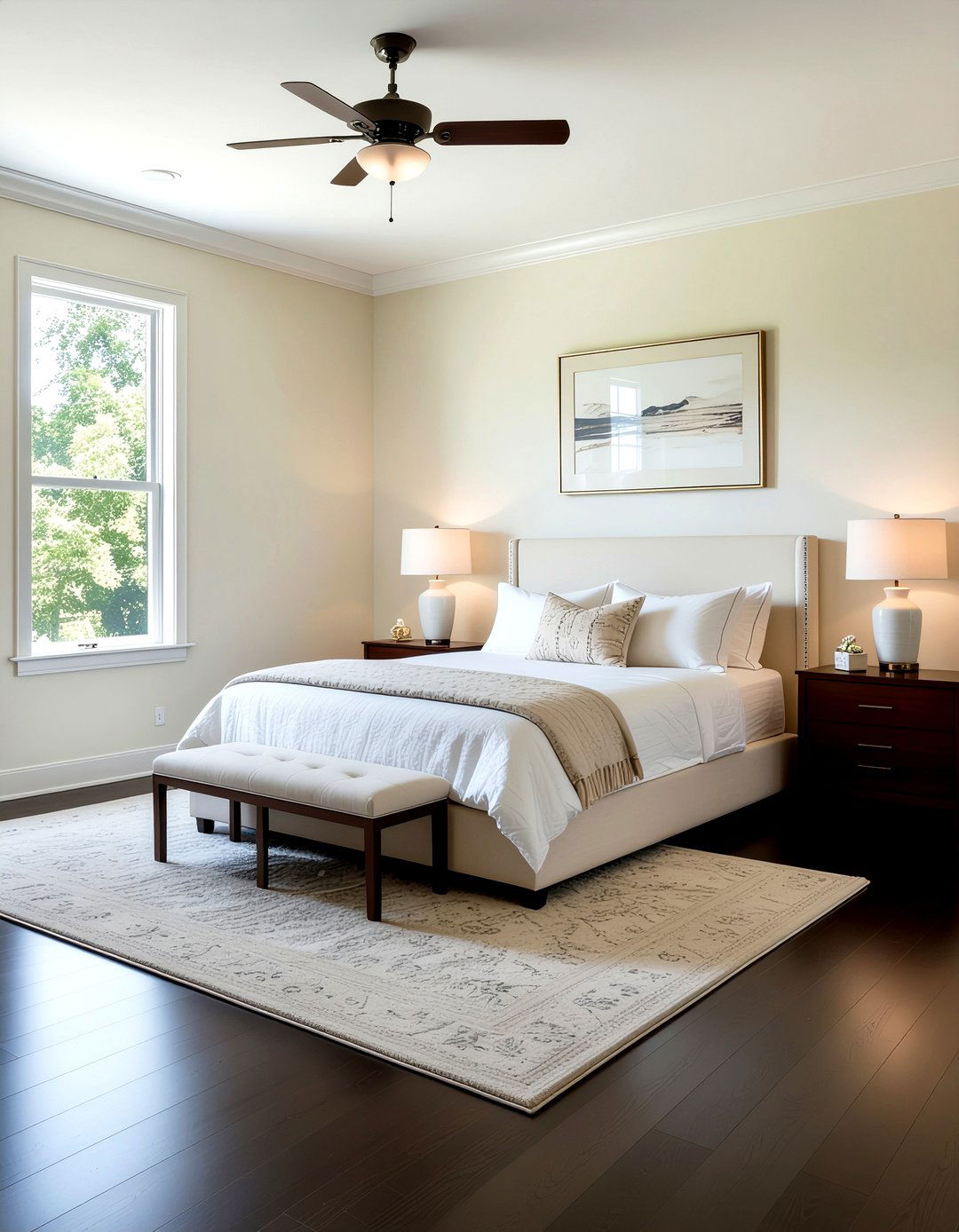 Cream bedroom dark floors - 30 bedroom cream walls