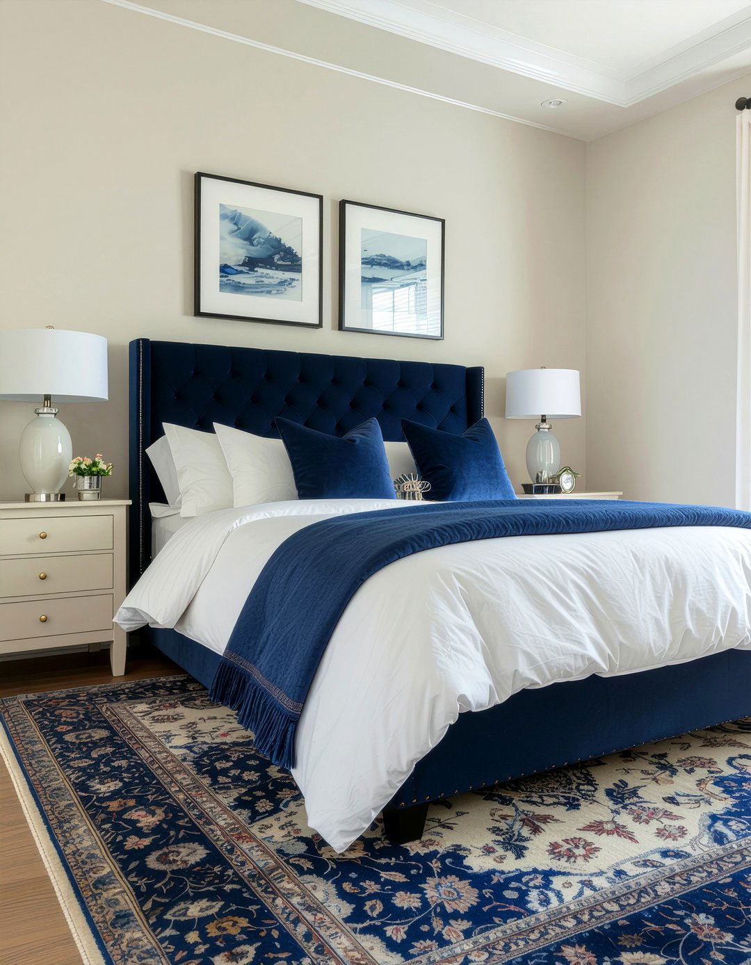 Cream bedroom navy blue - 30 bedroom cream walls
