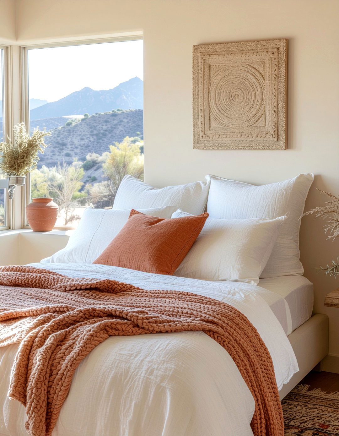 Cream bedroom terracotta accents - 30 bedroom cream walls