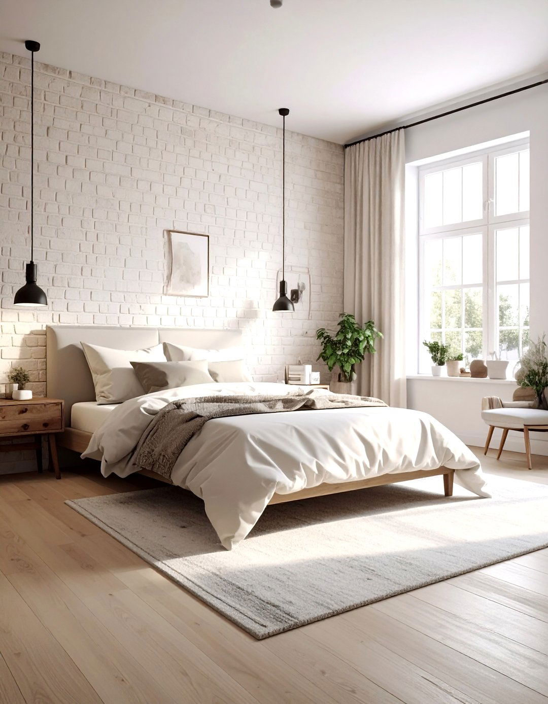 Cream bedroom with brick - 30 cream bedroom design ideas