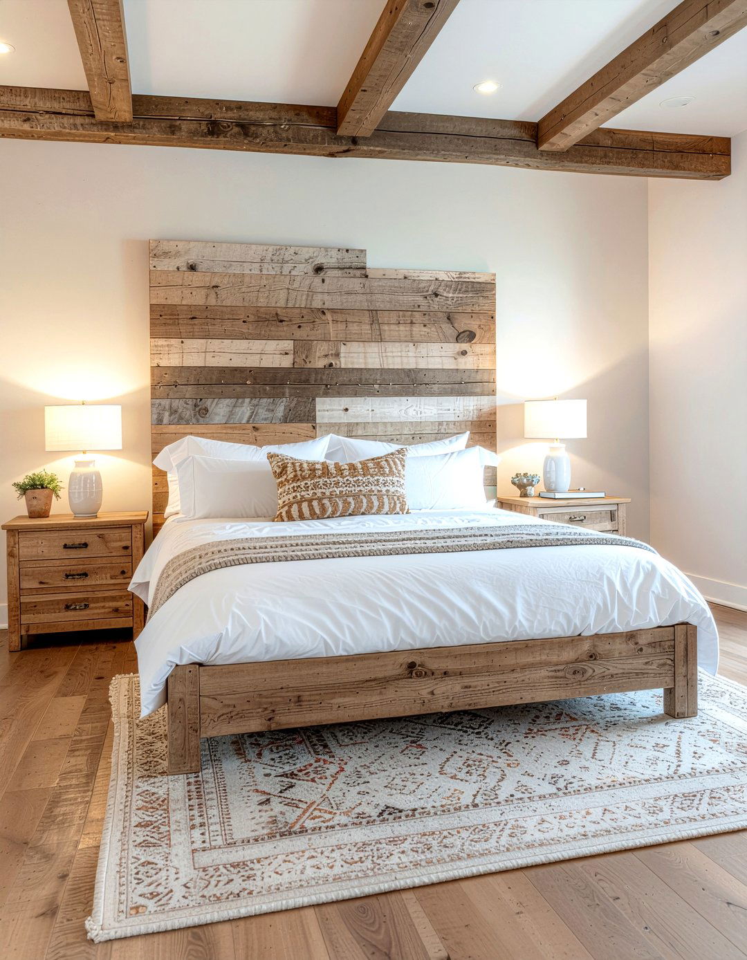Cream bedroom with wood accents - 30 cream bedroom ideas