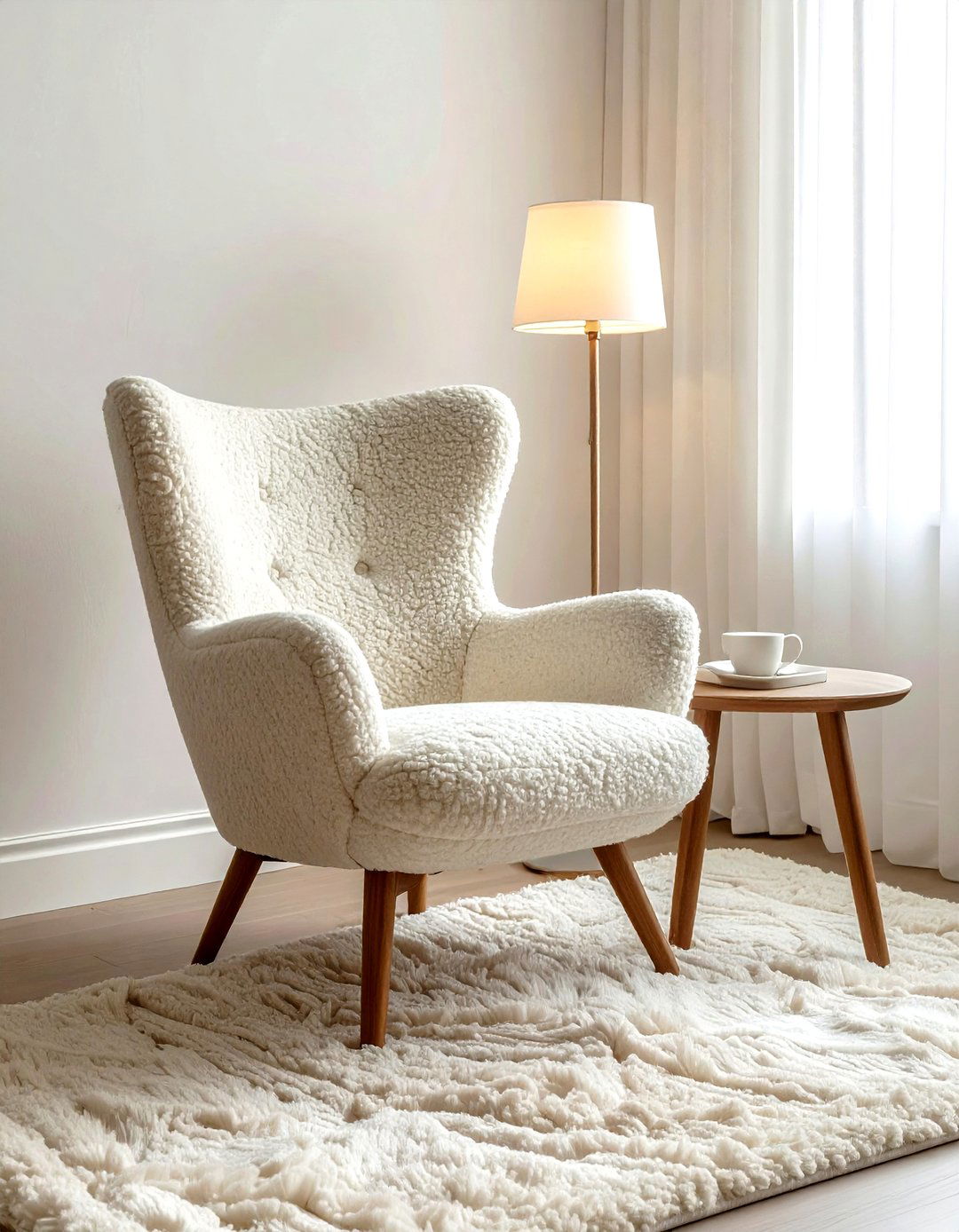 Cream boucle chair - 30 cream decor ideas