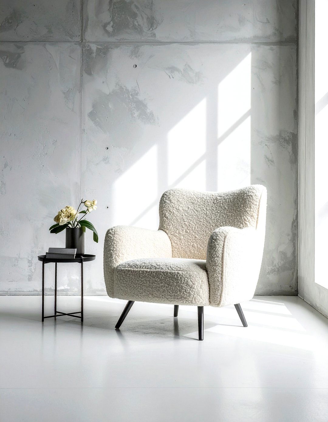 Cream boucle chair industrial - 30 industrial cream living room ideas