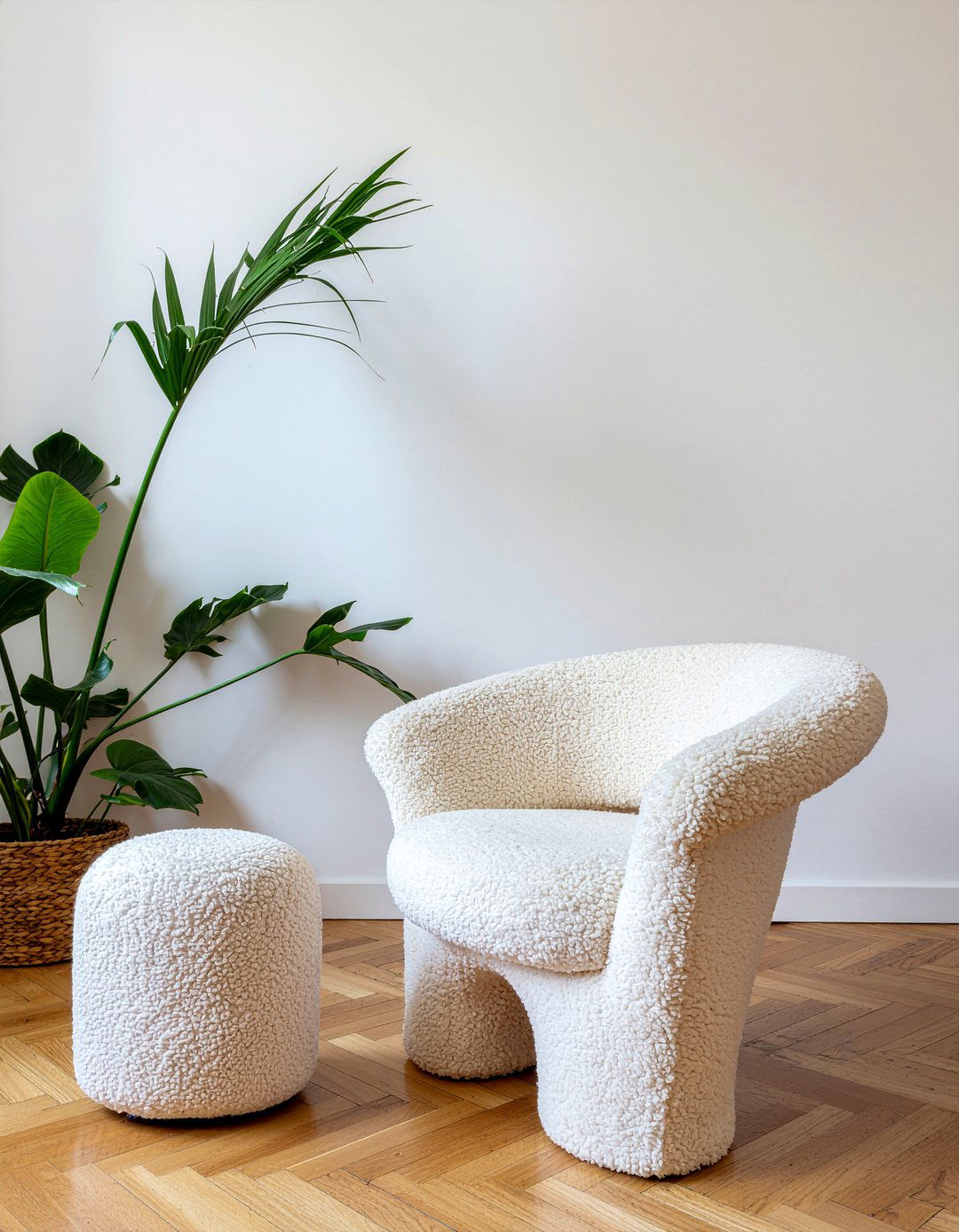 Cream boucle chair - 30 cashmere living room ideas