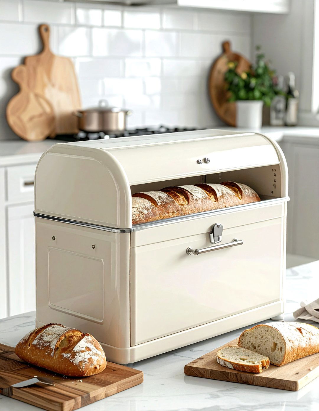 Cream bread box - 30 cream kitchen accessories ideas