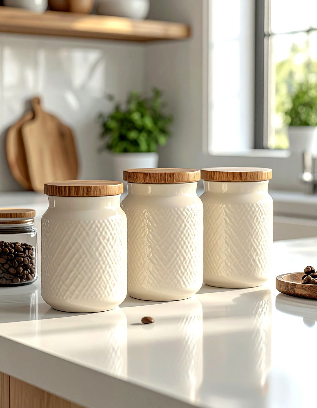 Cream ceramic canisters - 30 cream kitchen accessories ideas
