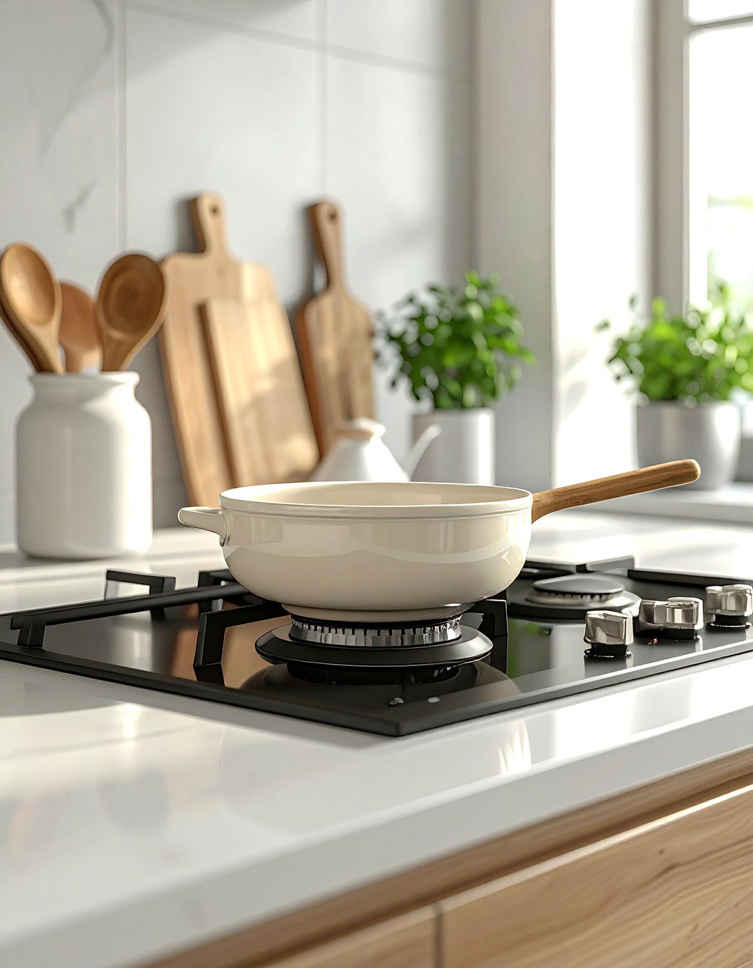 Cream ceramic spoon rest - 30 cream kitchen accessories ideas