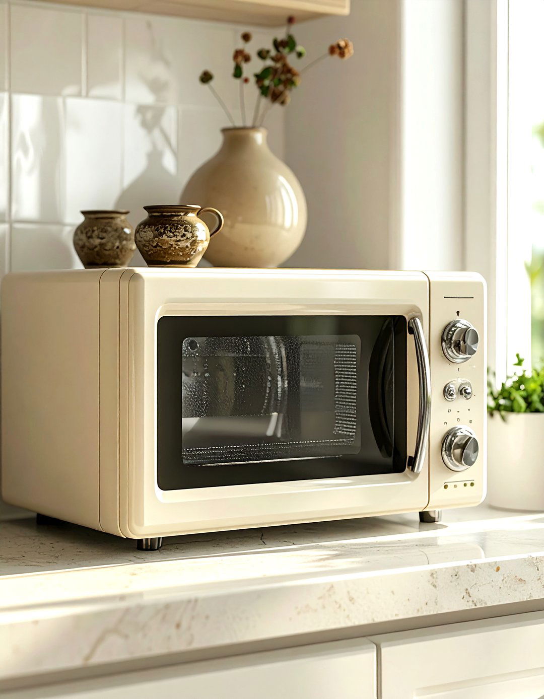 Cream countertop microwave - 30 cream kitchen accessories ideas