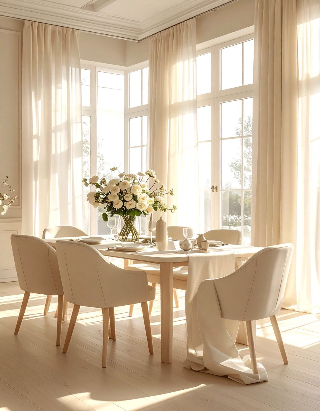 Cream dining room with natural light - 30 cream dining room ideas