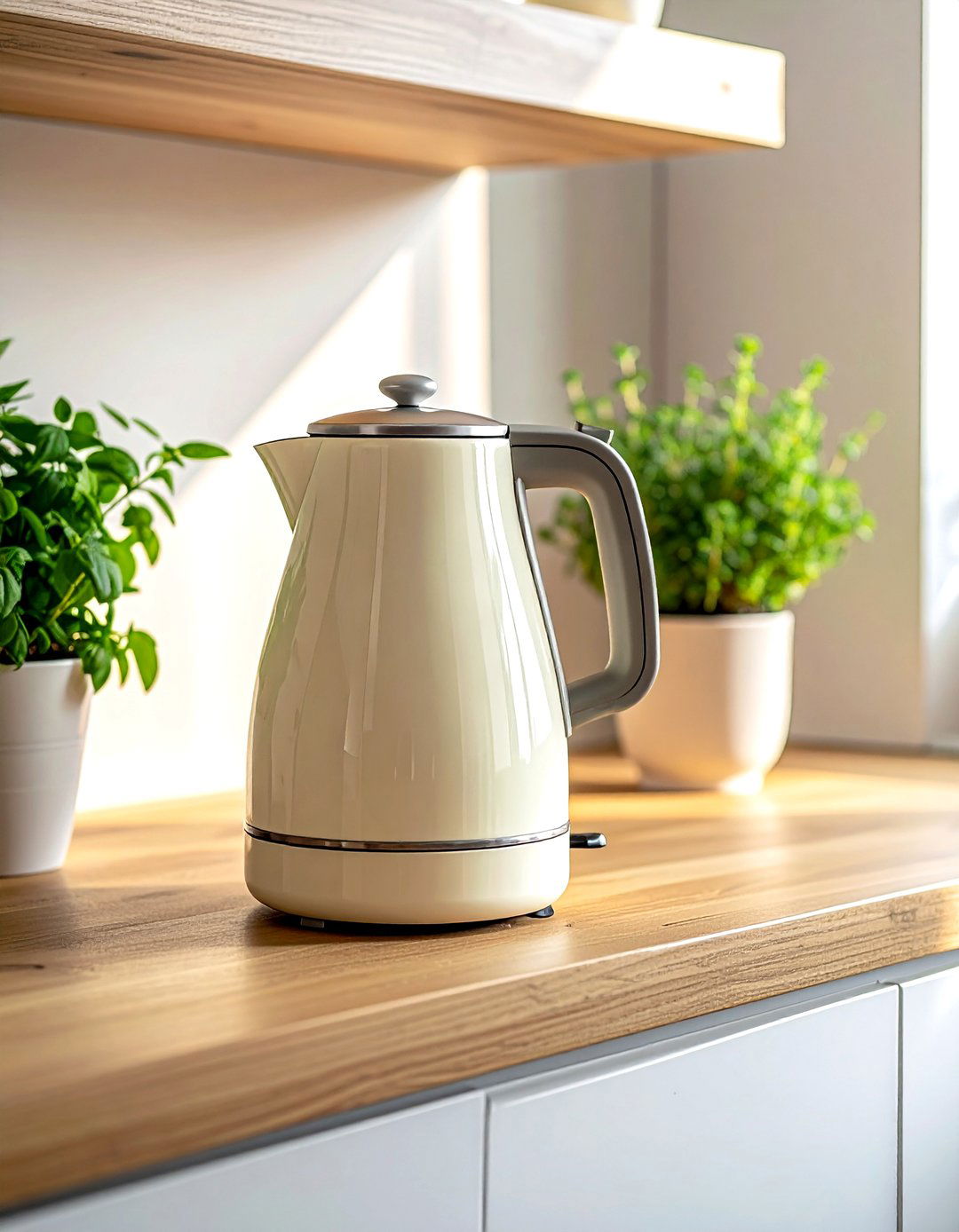 Cream electric kettle - 30 cream kitchen accessories ideas
