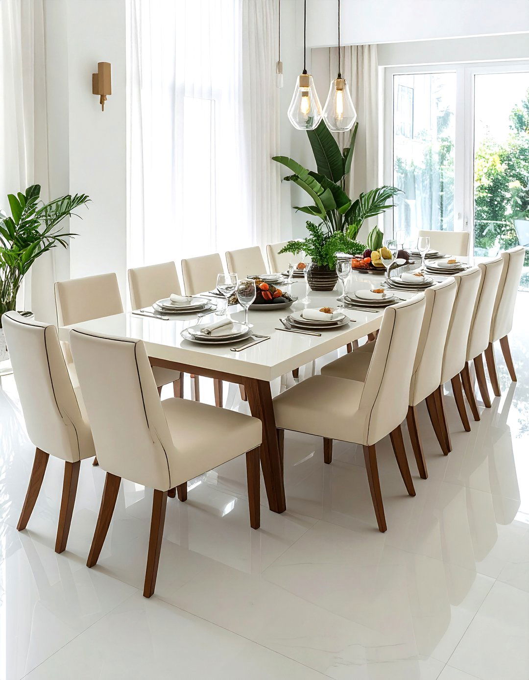 Cream extendable dining table - 30 cream dining room furniture ideas