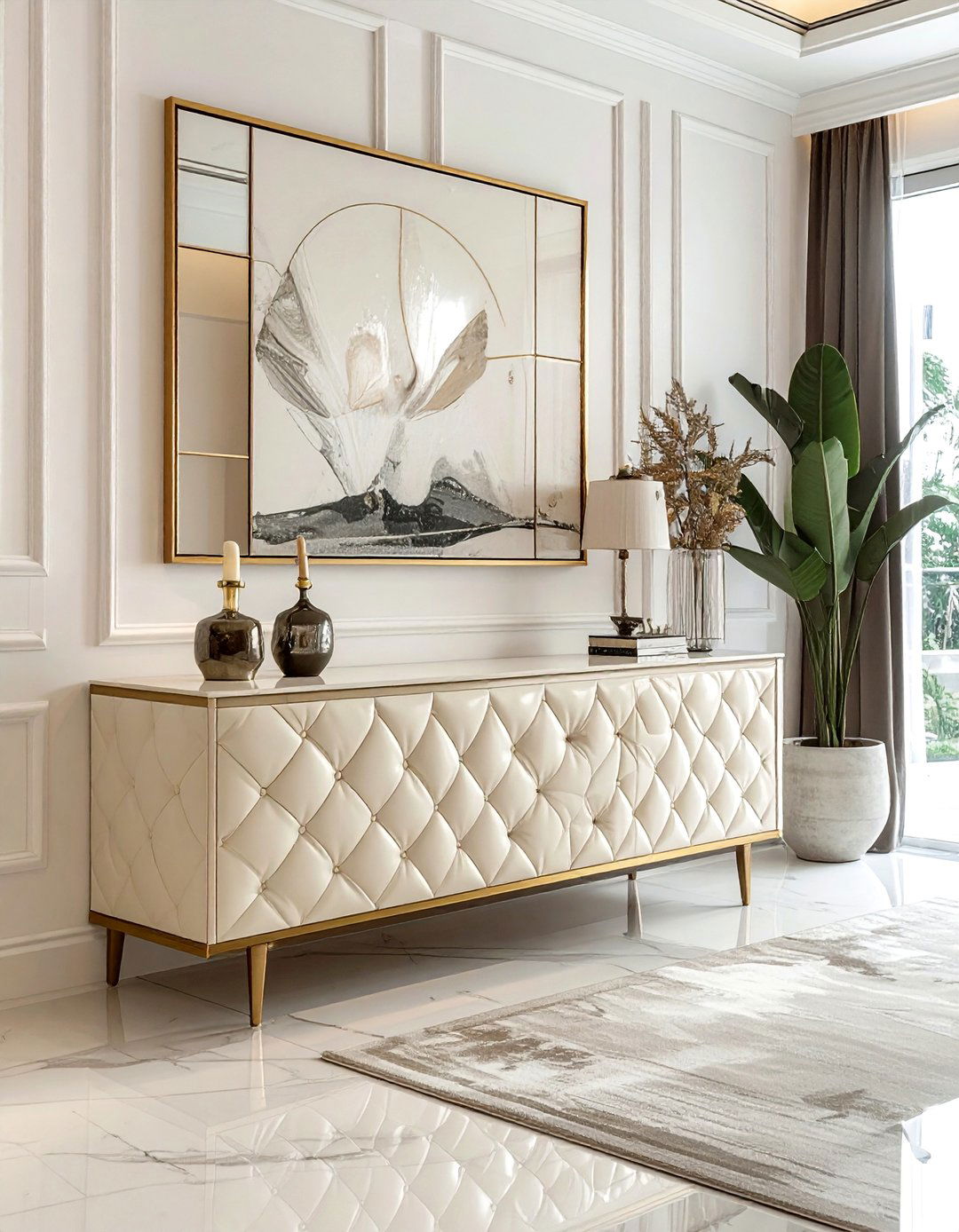Cream faux shagreen buffet - 30 cream dining room furniture ideas