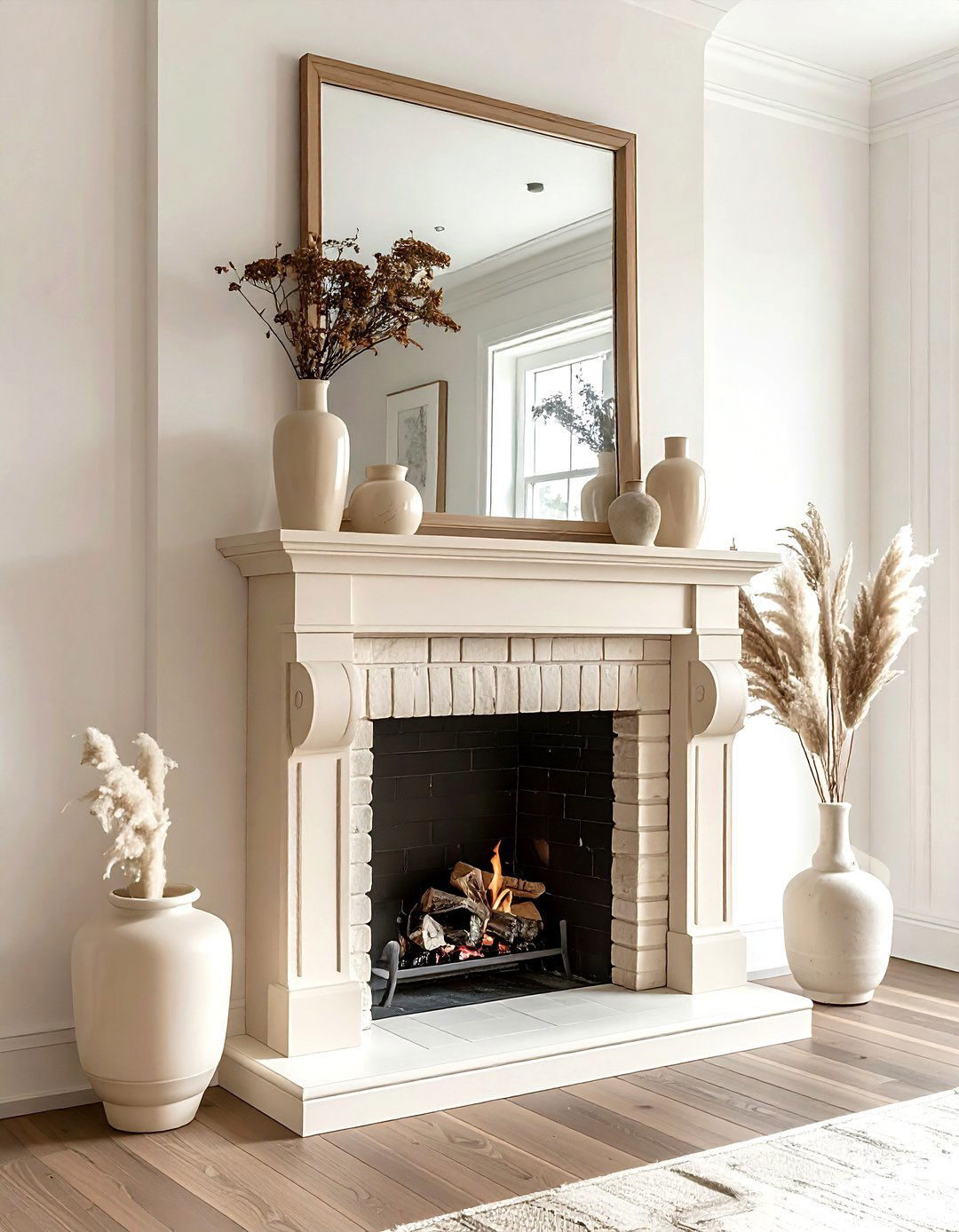 Cream fireplace mantel - 30 cream decor ideas