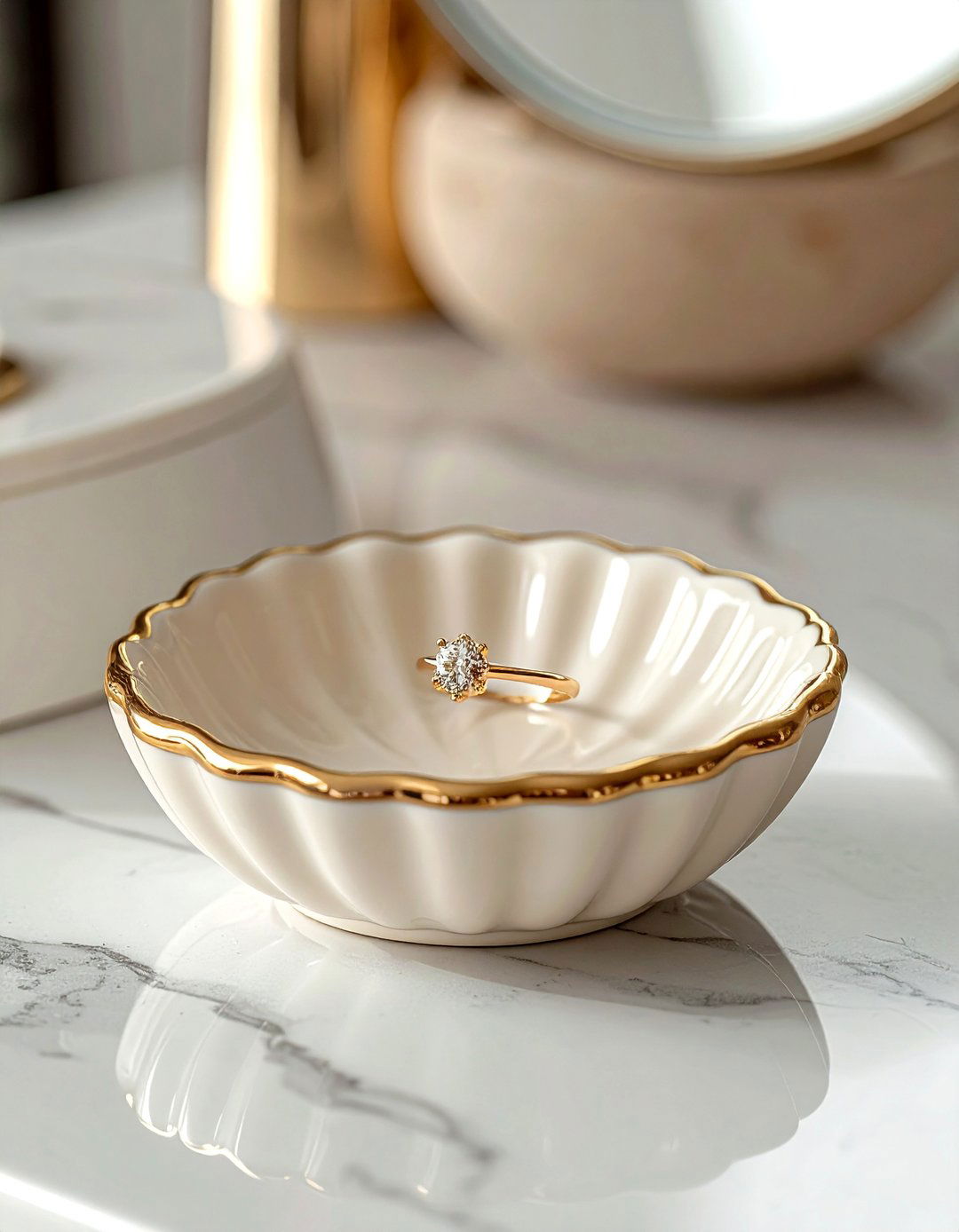 Cream jewelry dish - 30 cream bathroom accessories ideas