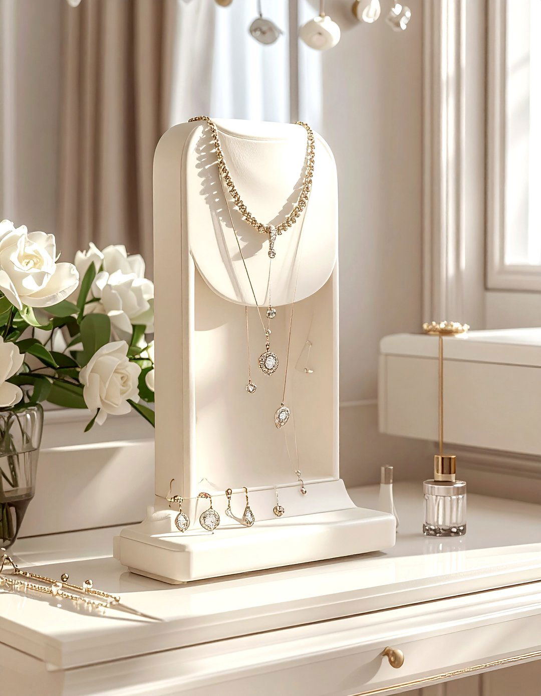 Cream jewelry stand - 30 cream bedroom accessories ideas