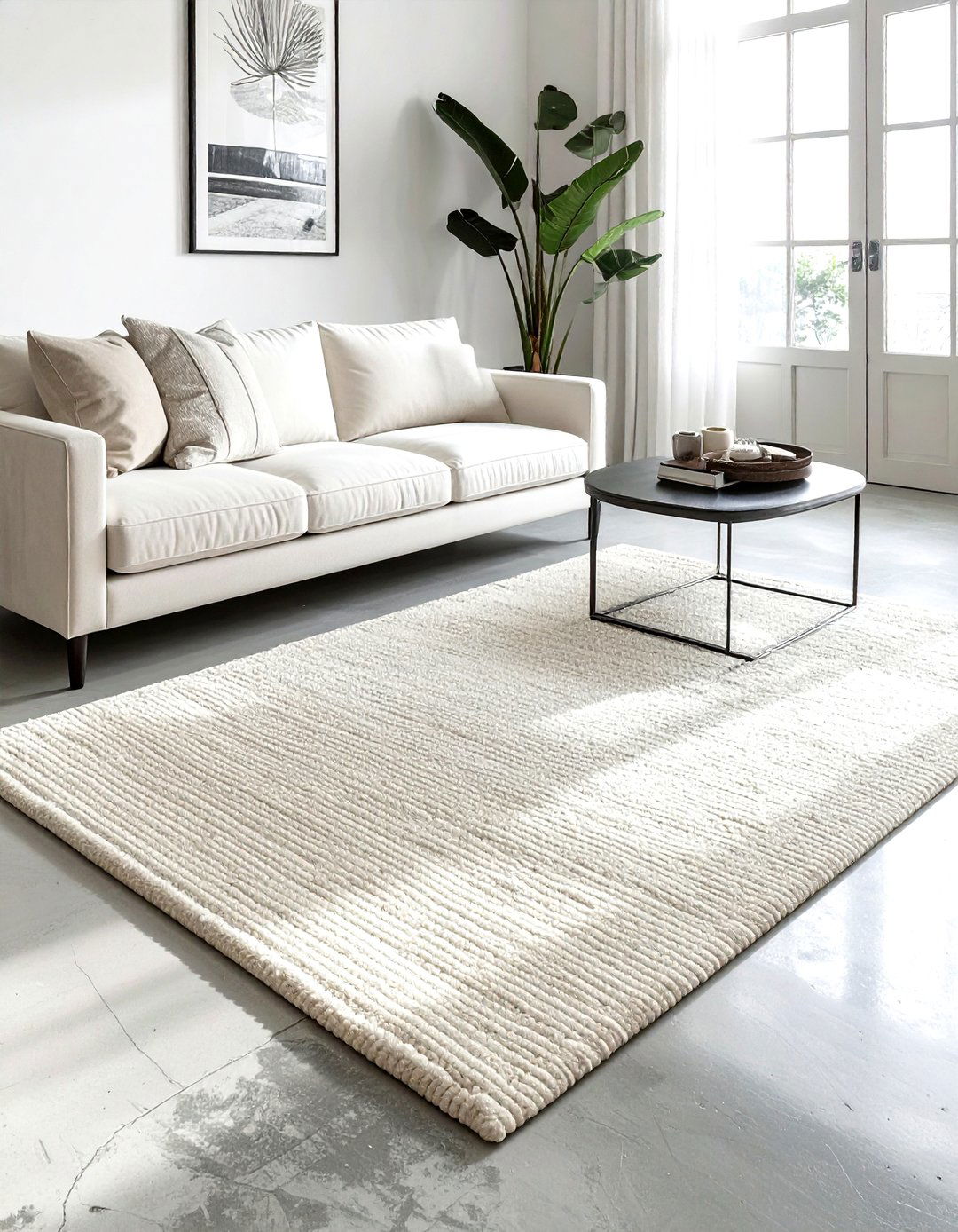 Cream jute rug industrial - 30 industrial cream living room ideas