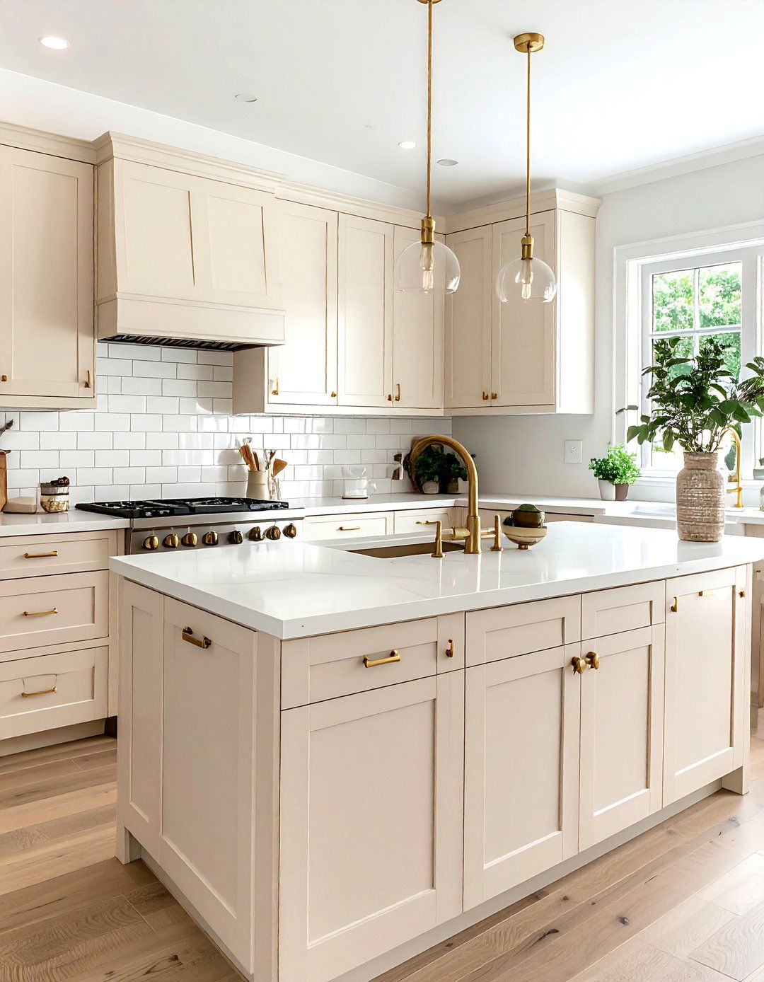 Cream kitchen with brass hardware - 30 cream kitchen design ideas