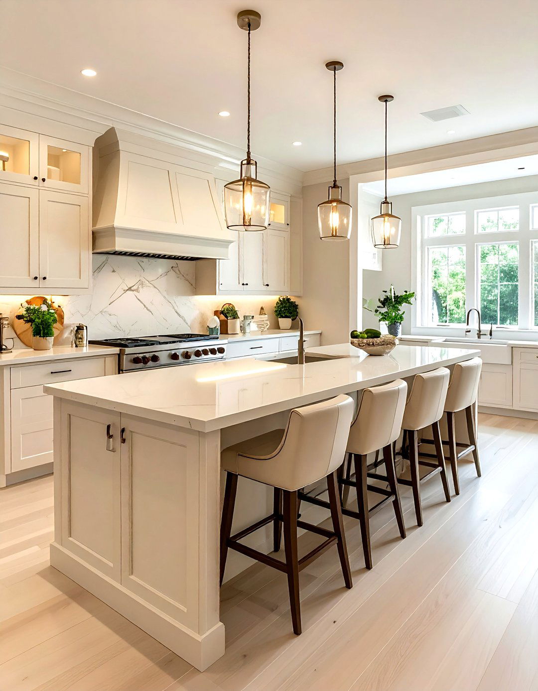 Cream kitchen with breakfast bar - 30 cream kitchen design ideas