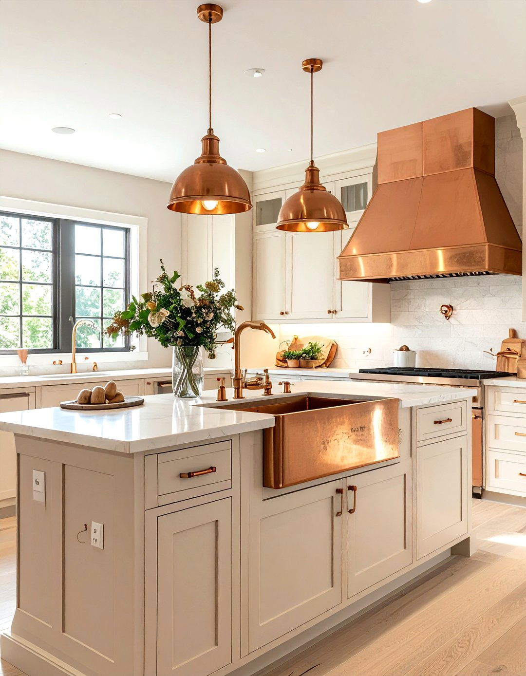 Cream kitchen with copper accents - 30 cream kitchen design ideas