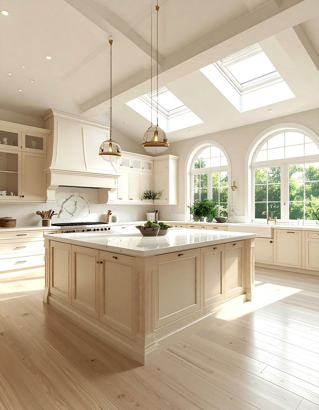 Cream kitchen with vaulted ceiling - 30 cream kitchen design ideas