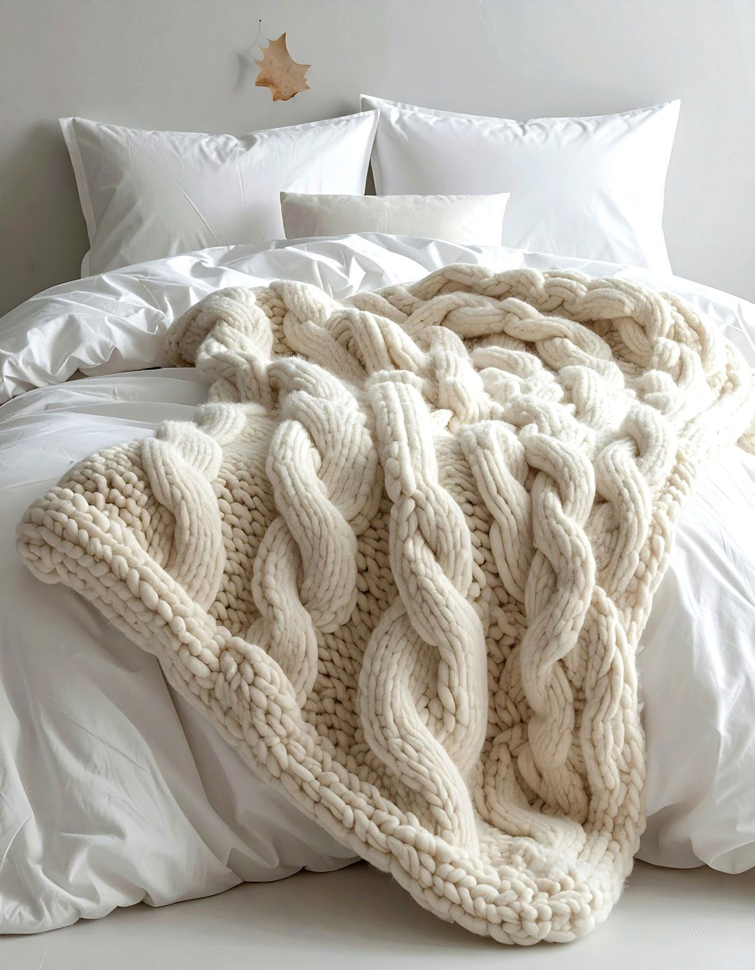 Cream knit blanket - 30 cream bedroom accessories ideas