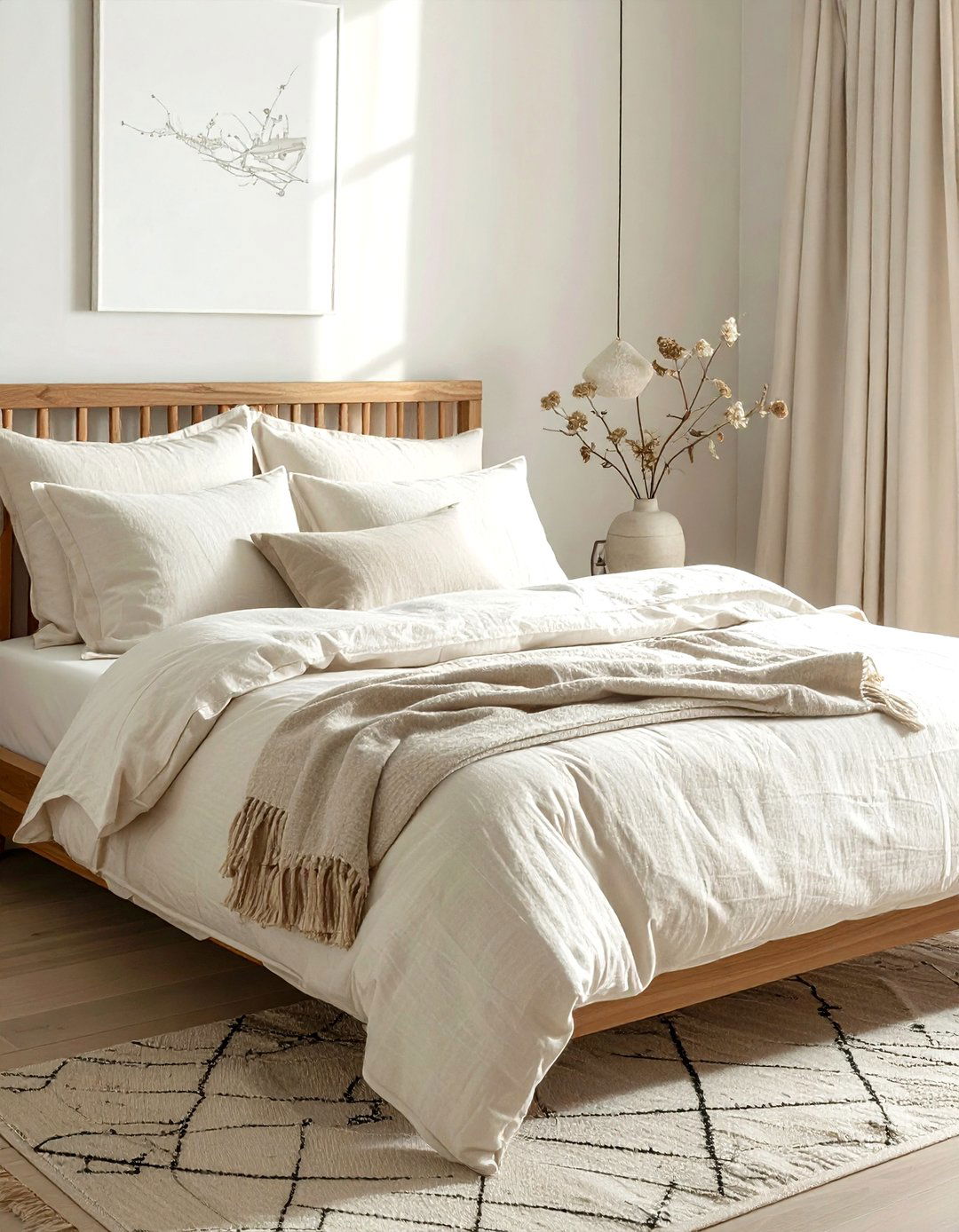 Cream linen bedroom bedding - 30 cream bedroom decor ideas