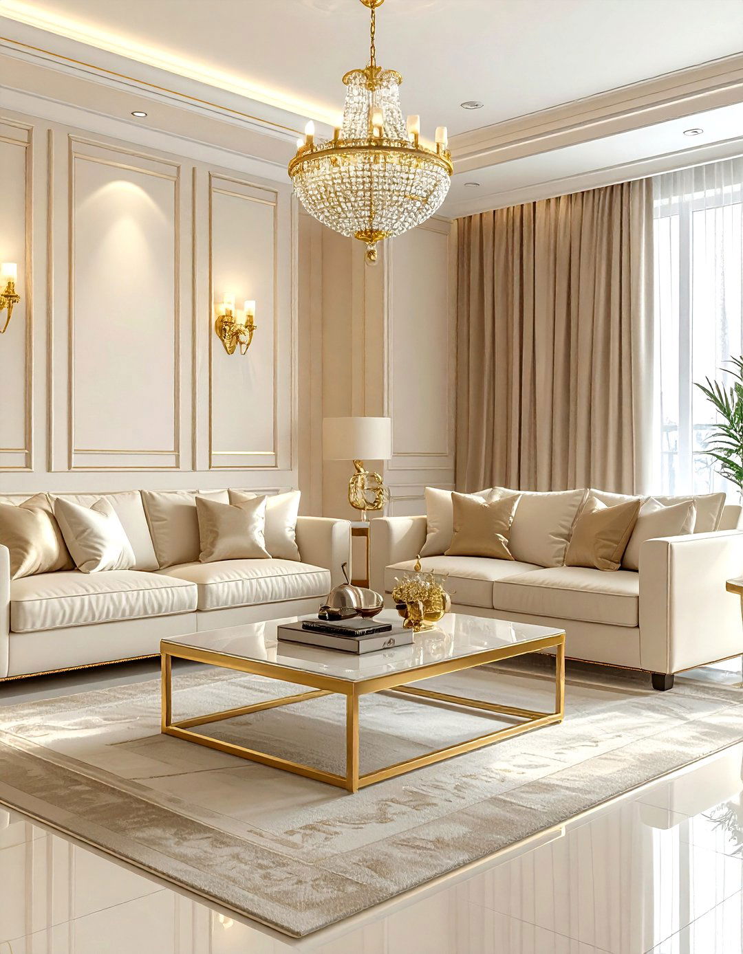 Cream living room gold accents - 30 cream living room design ideas