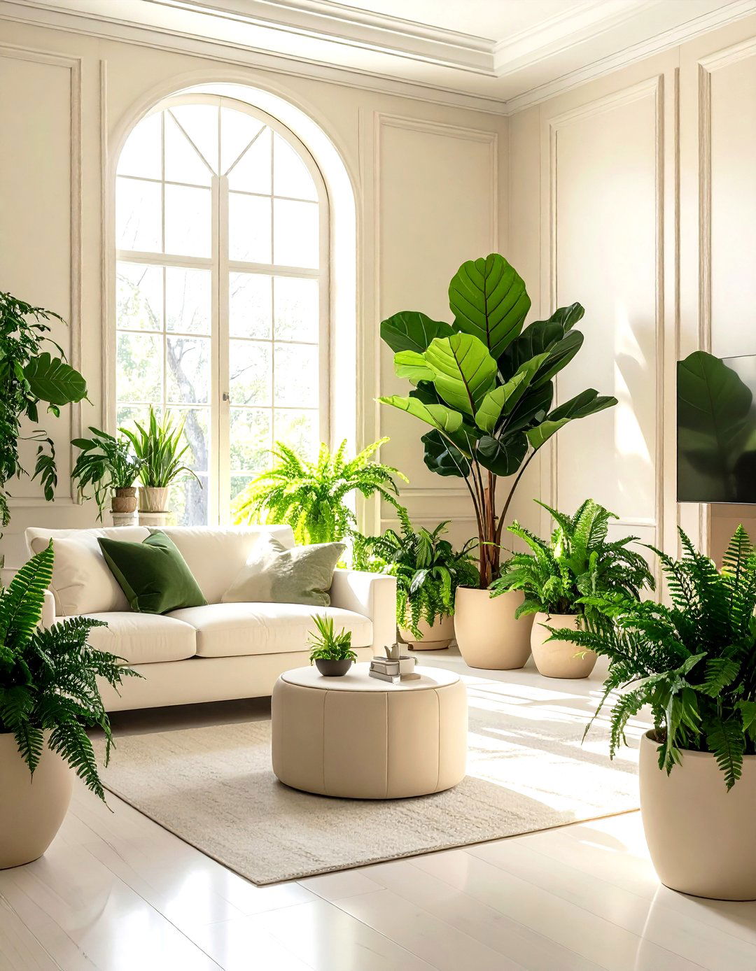 Cream living room indoor plants - 30 cream living room design ideas