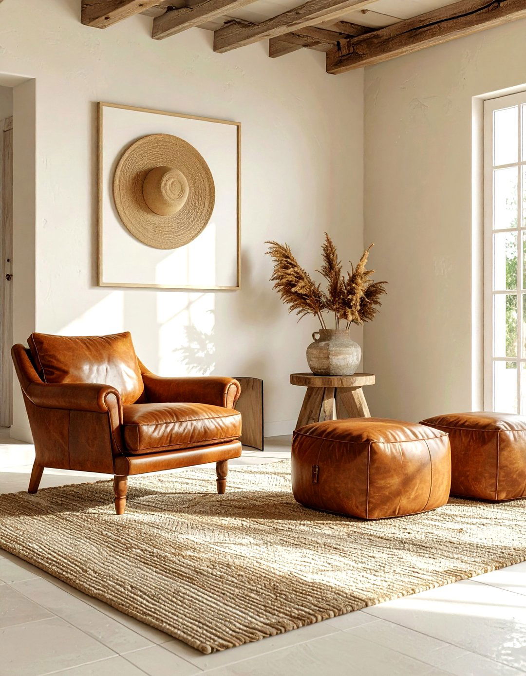 Cream living room leather accents - 30 farmhouse cream living room ideas