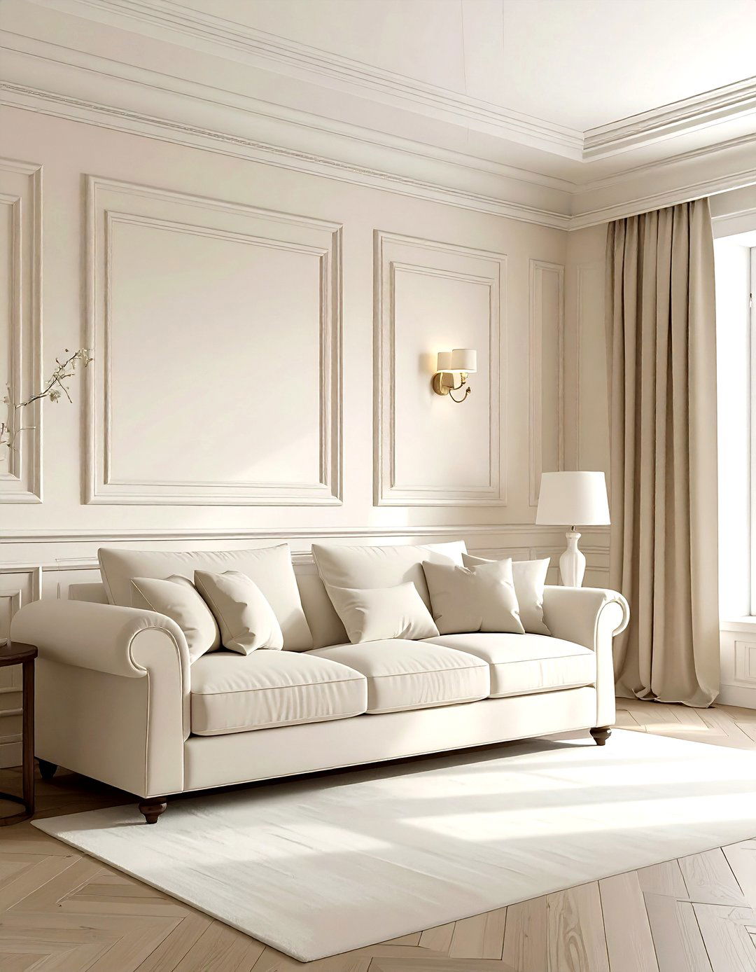 Cream living room wall paneling - 30 cream living room design ideas