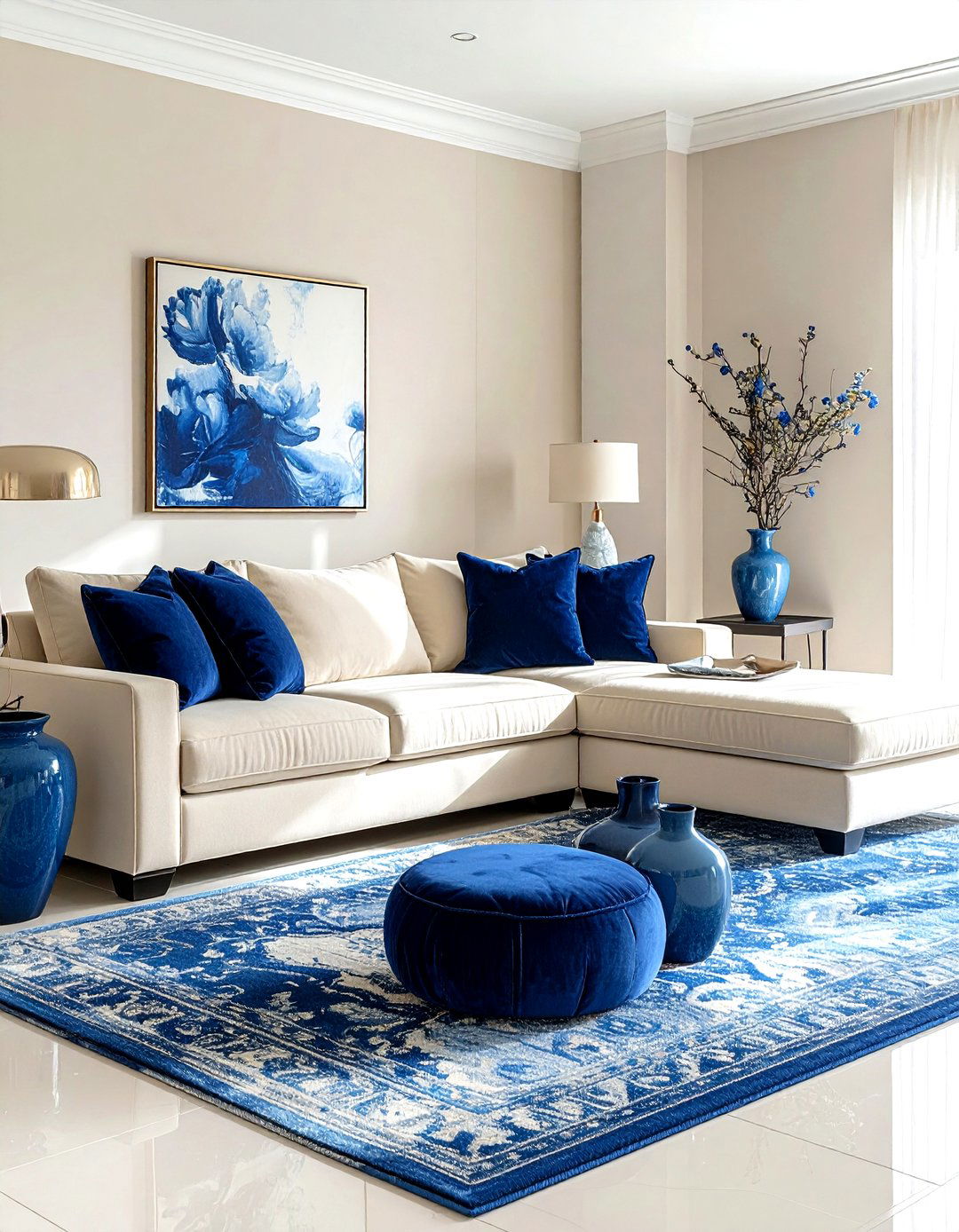 Cream living room with blue accents - 30 modern cream living room ideas