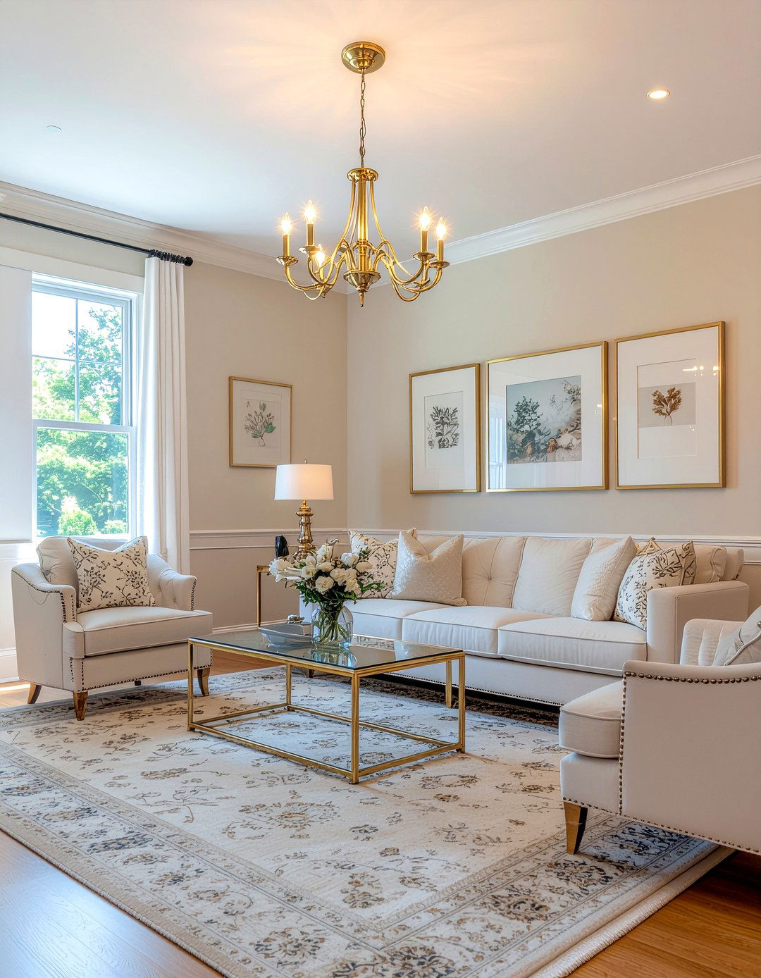 Cream living room with brass accents - 30 cream living room ideas