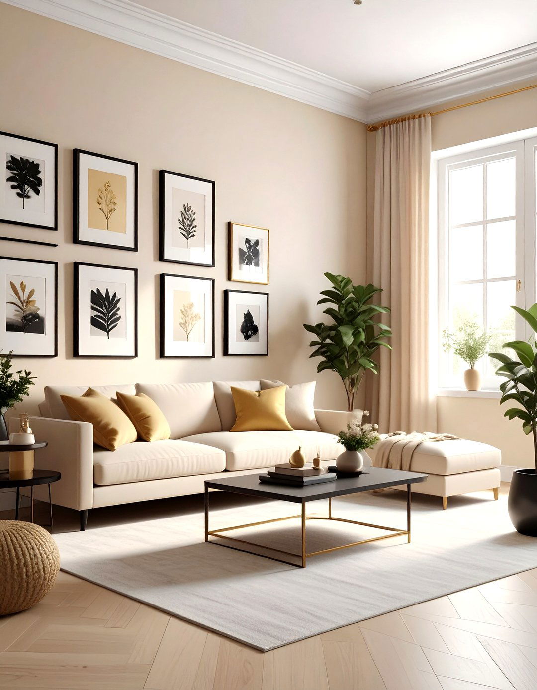 Cream living room with gallery wall - 30 modern cream living room ideas
