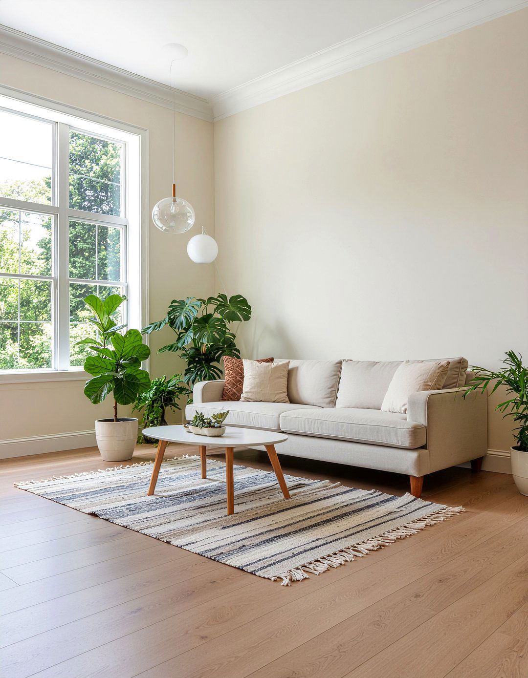 Cream living room with indoor plants - 30 cream living room ideas