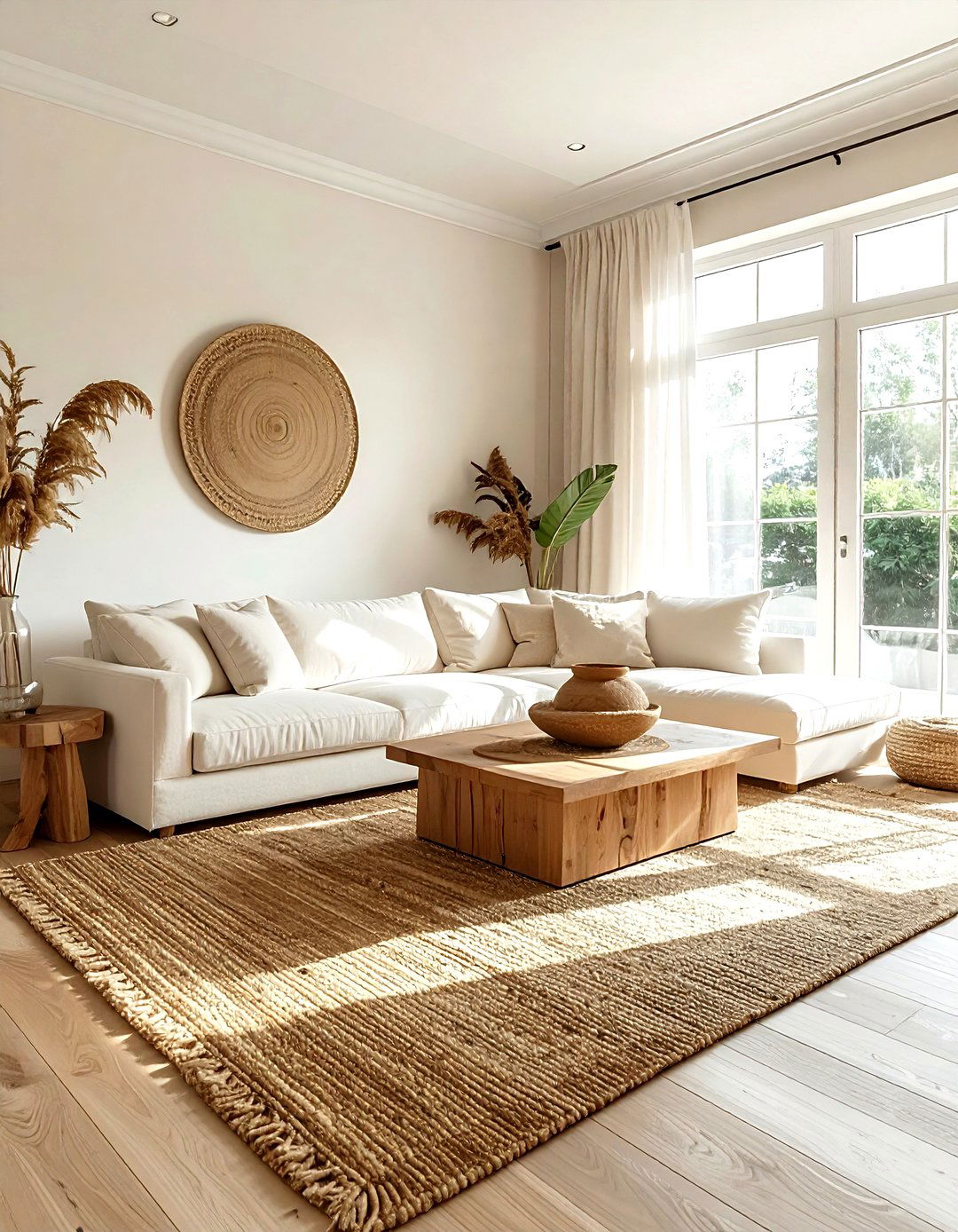 Cream living room with jute rug - 30 modern cream living room ideas