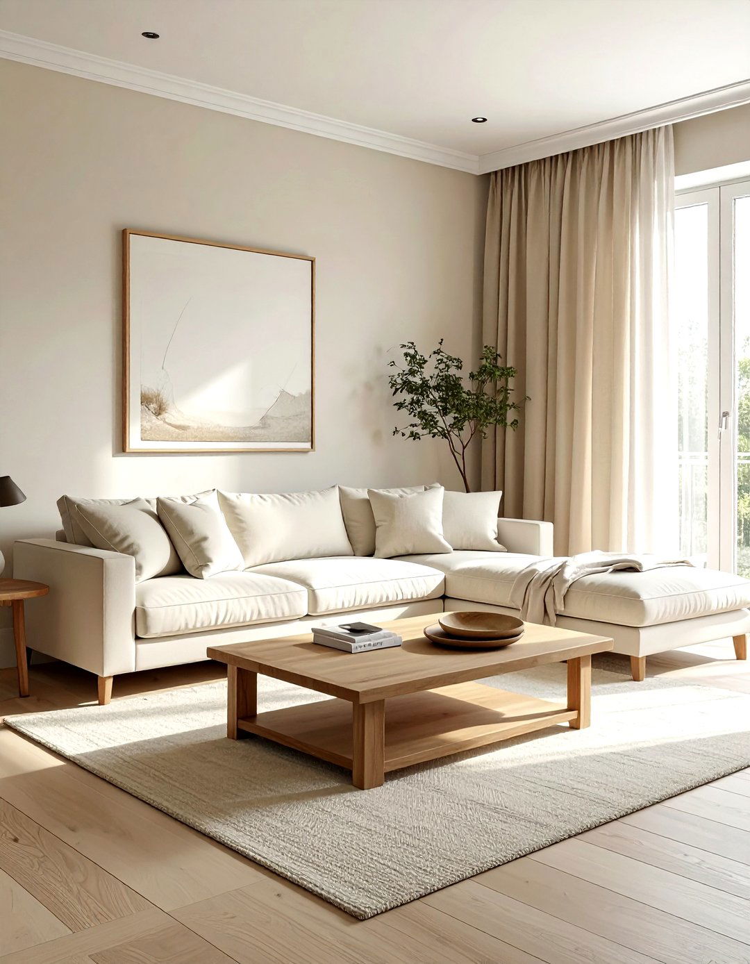 Cream living room with linen sofa - 30 warm cream living room ideas