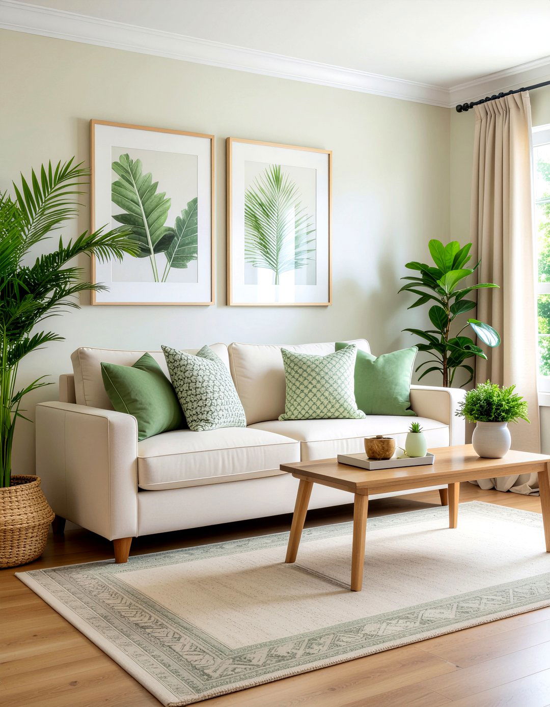 Cream living room with sage green - 30 cream living room ideas