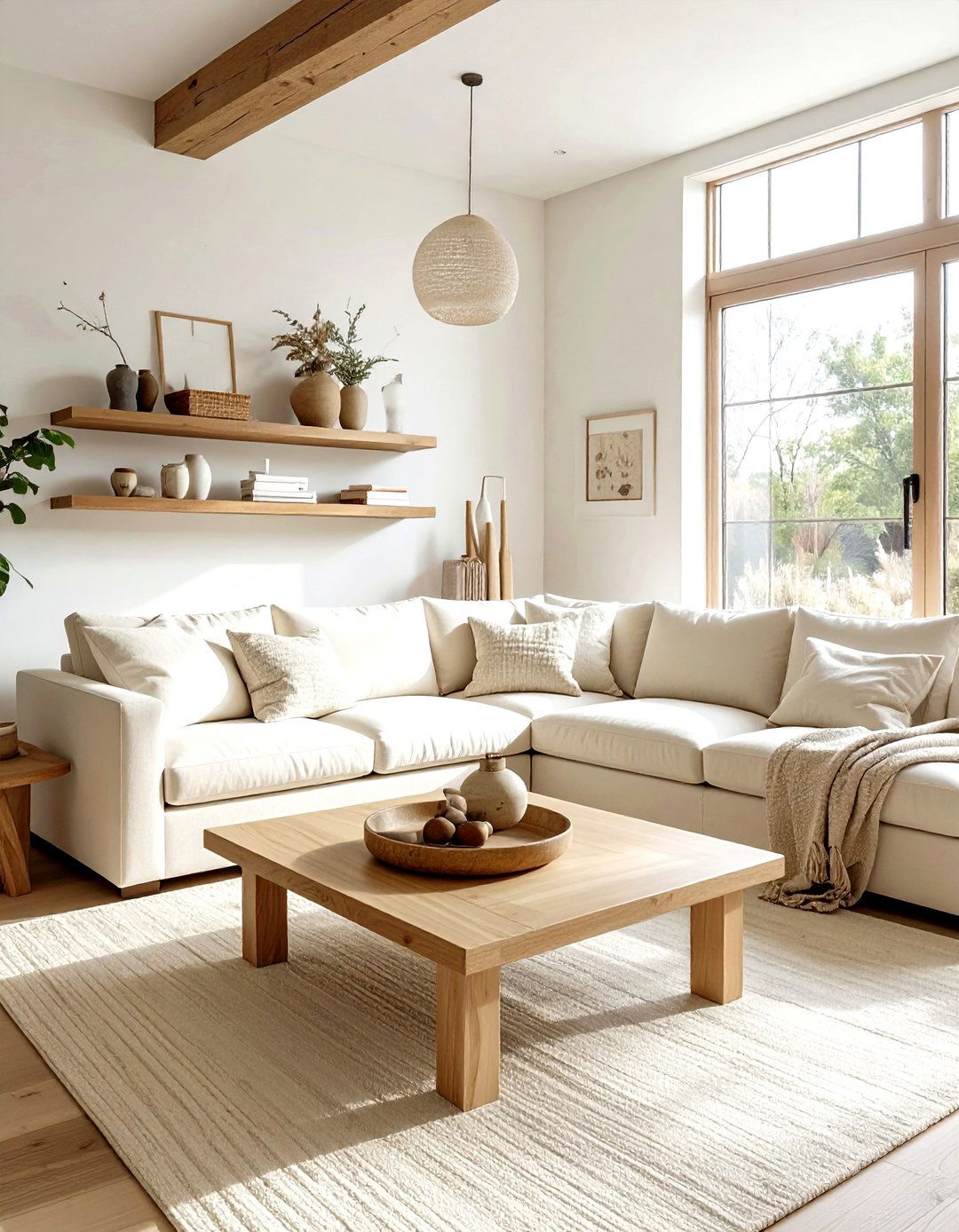 Cream living room with wood accents - 30 modern cream living room ideas