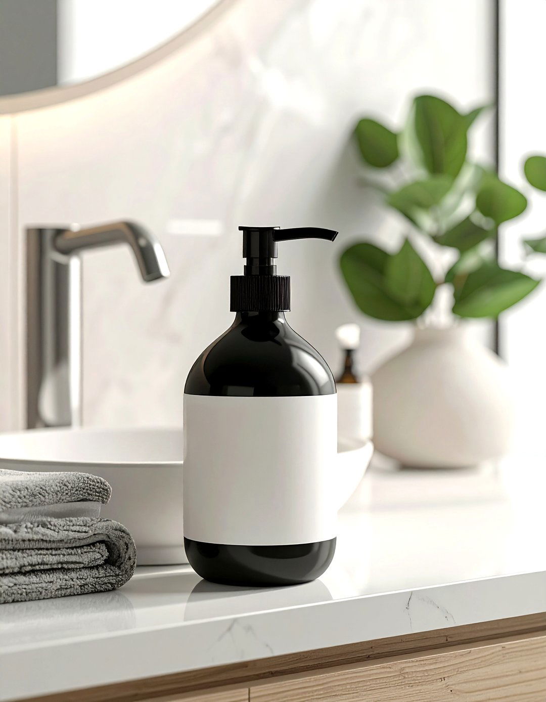 Cream lotion bottle - 30 cream bathroom accessories ideas
