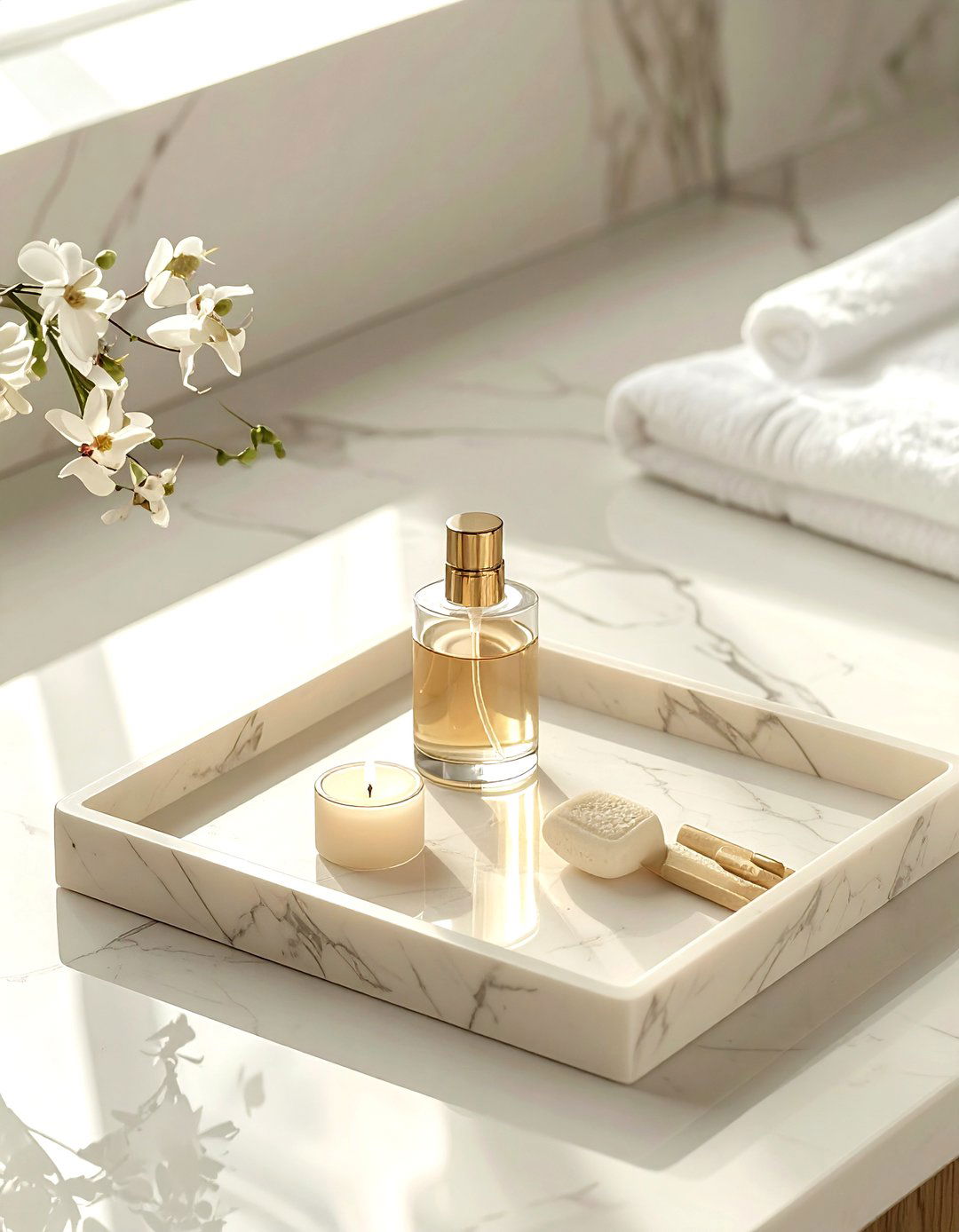 Cream marble bathroom tray - 30 cream bathroom accessories ideas