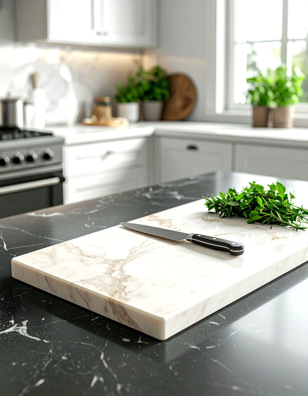 Cream marble cutting board - 30 cream kitchen accessories ideas