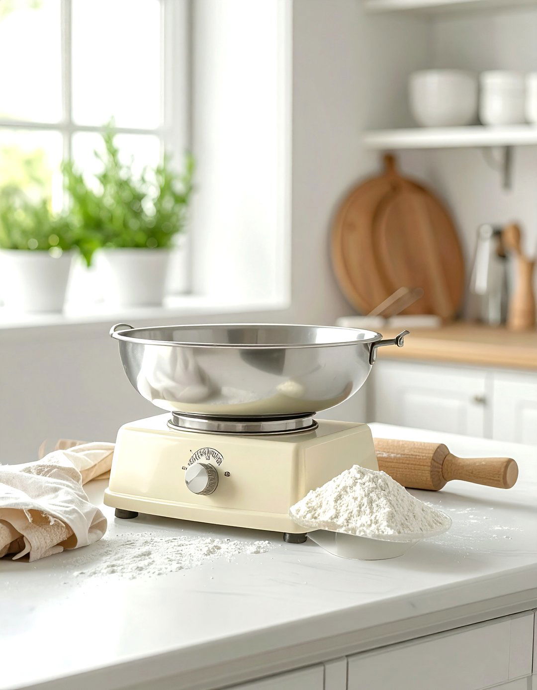 Cream mechanical kitchen scale - 30 cream kitchen accessories ideas