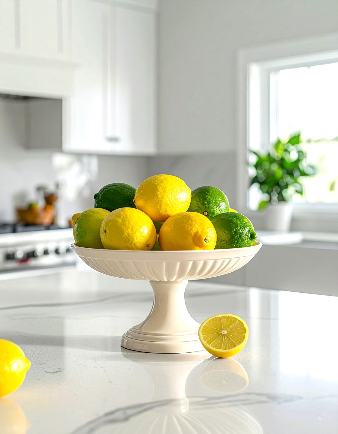 Cream pedestal fruit bowl - 30 cream kitchen accessories ideas