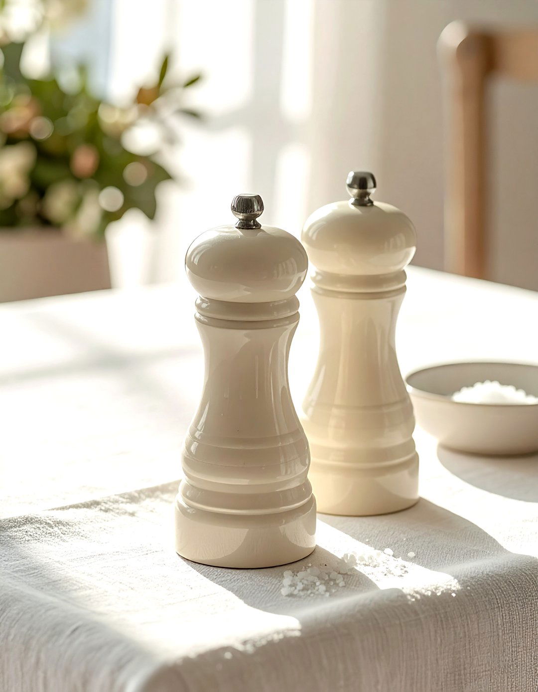 Cream salt and pepper mills - 30 cream kitchen accessories ideas