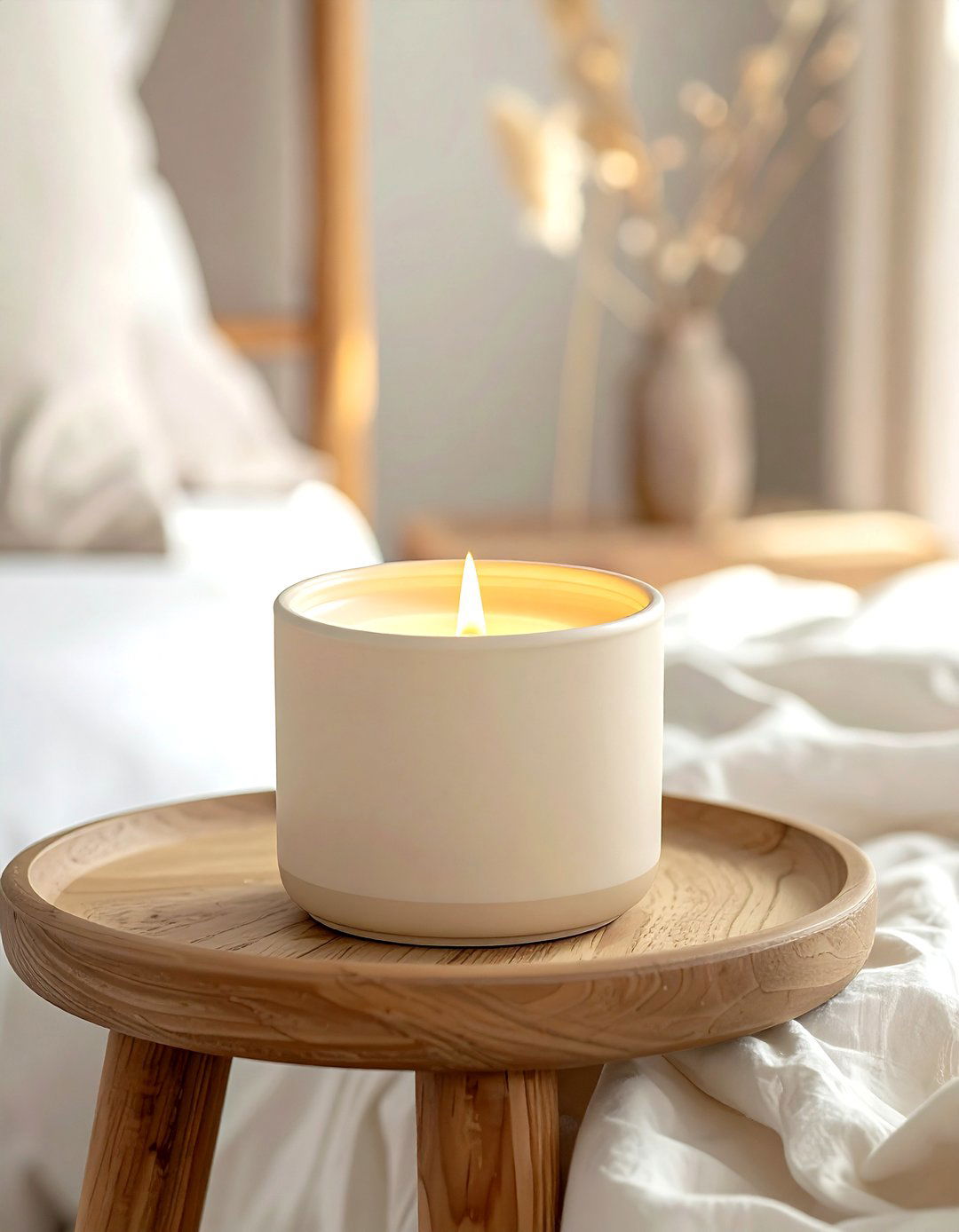Cream scented candle - 30 cream bedroom accessories ideas