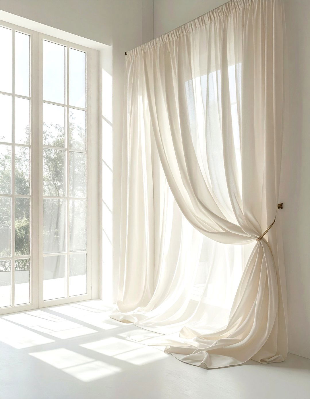Cream sheer curtains - 30 beige dining room accessories ideas