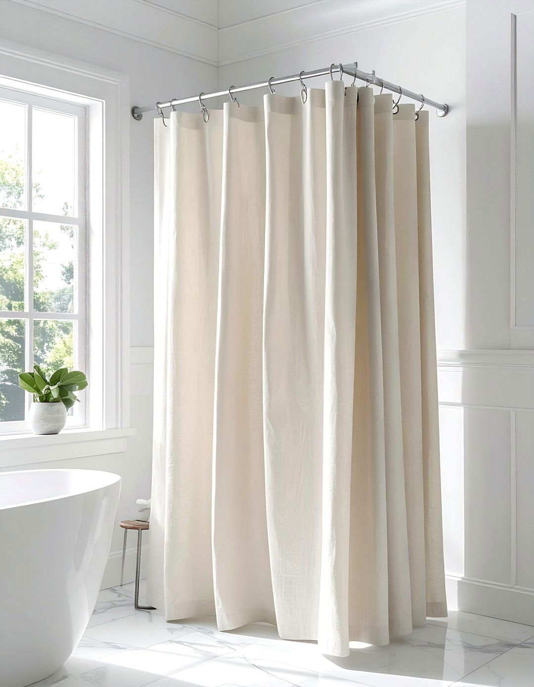 Cream shower curtain - 30 cream bathroom accessories ideas