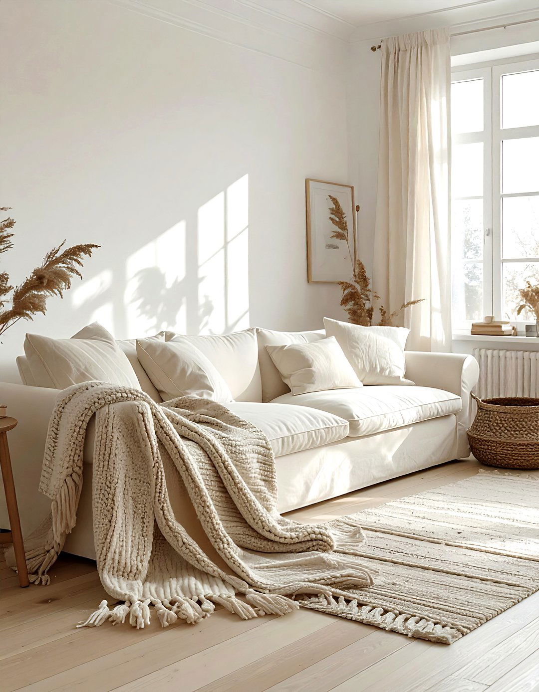 Cream slipcovered sofa living room - 30 farmhouse cream living room ideas