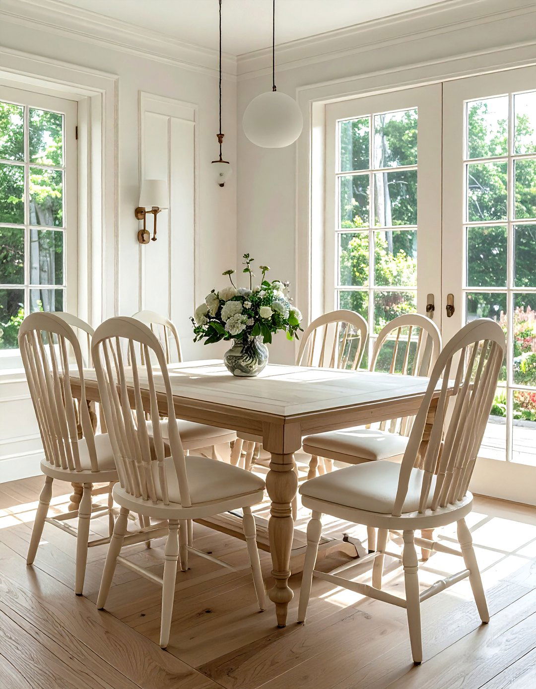 Cream spindle back chairs - 30 cream dining room furniture ideas